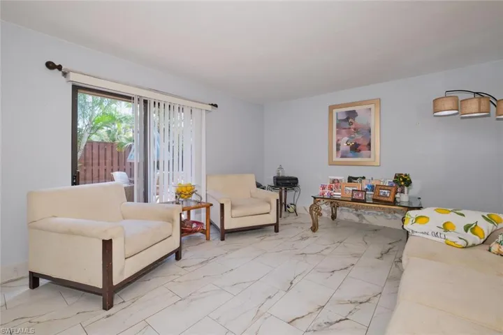 View of tiled living room