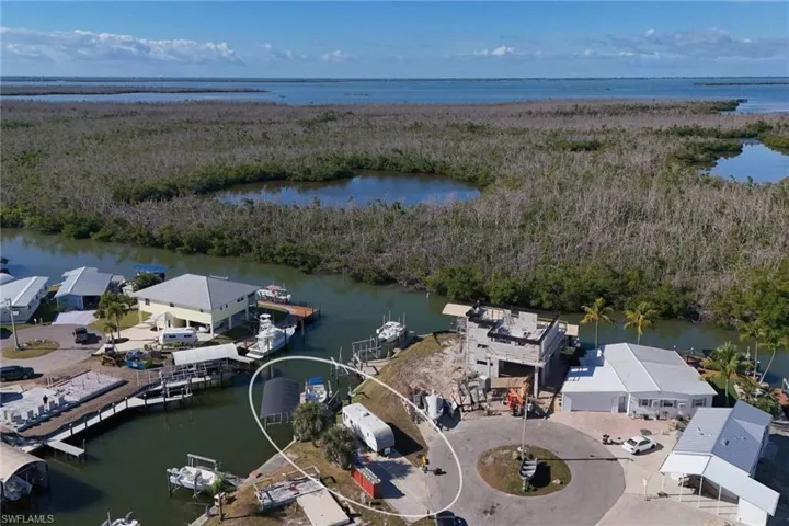 Drone / aerial view of a large body of water