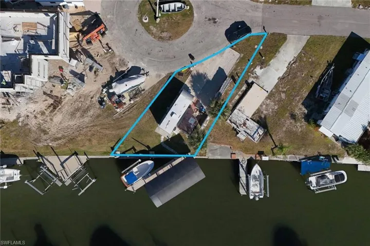 Aerial view of property's location with property parcel outlined