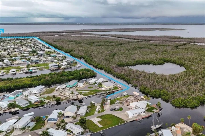 Bird's eye view of route to travel out to open water