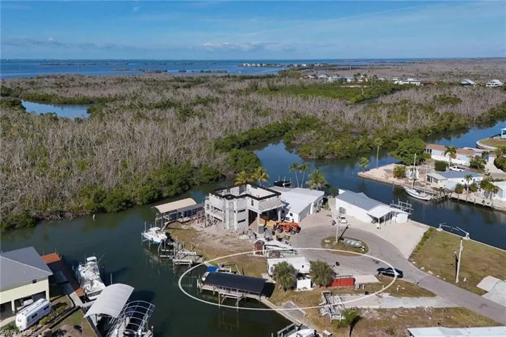Bird's eye view of a nearby body of water
