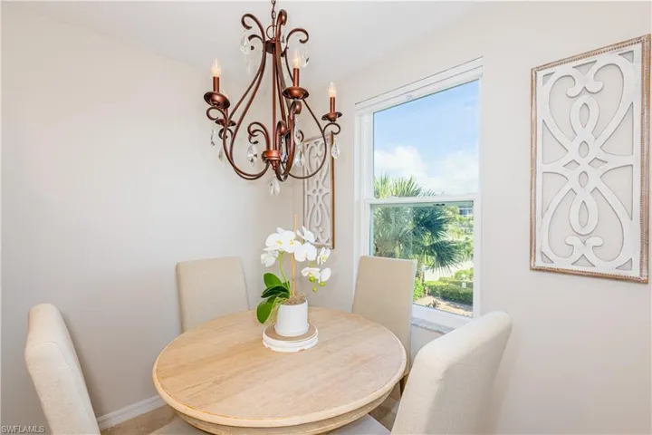 Dining room featuring a notable chandelier