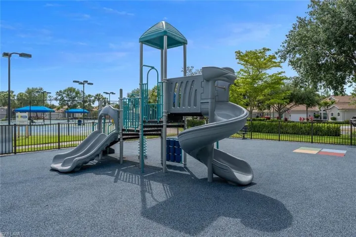 Community playground with fence