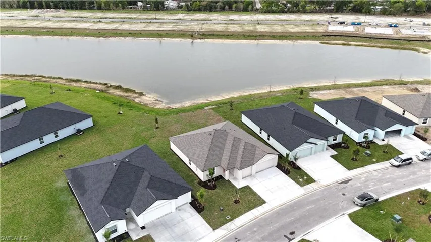 Bird's eye view of a nearby body of water