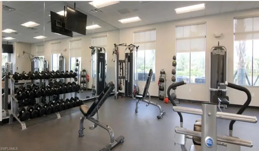 Gym featuring a drop ceiling