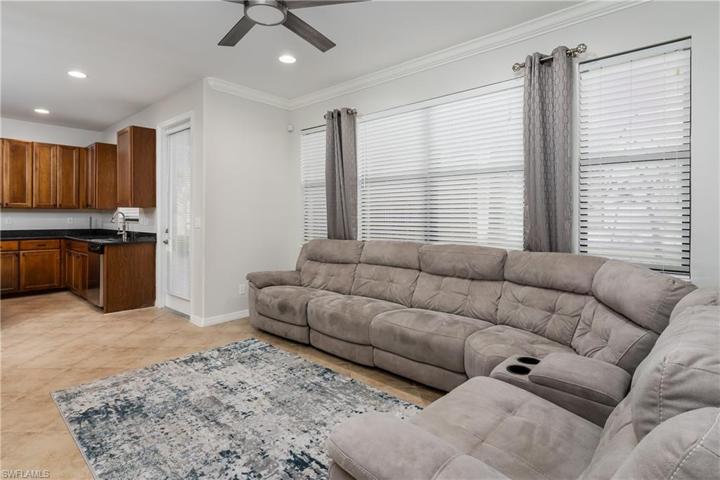 Family room accommodates very large furniture