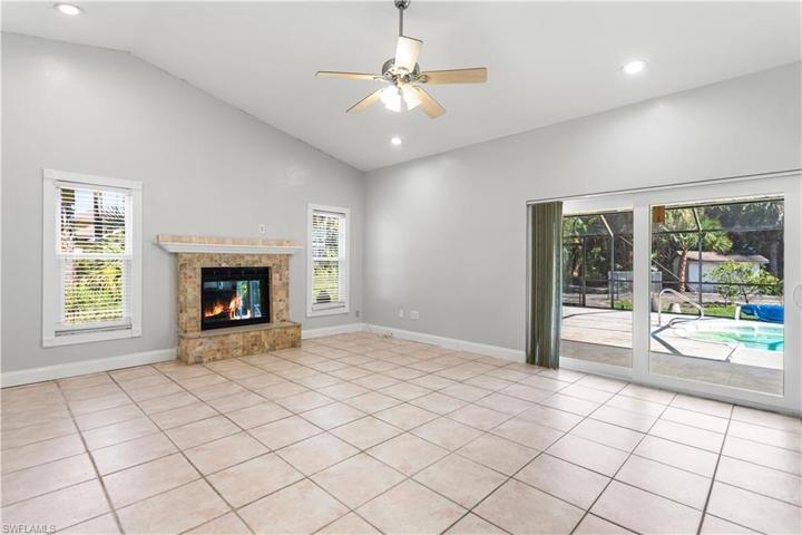 Living room with fireplace
