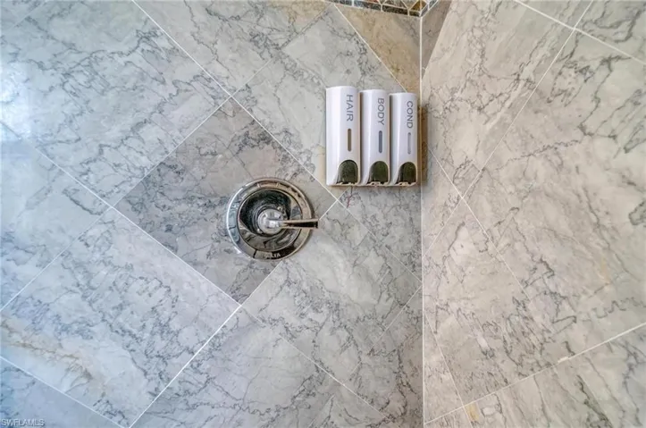 Bathroom view of tiled shower