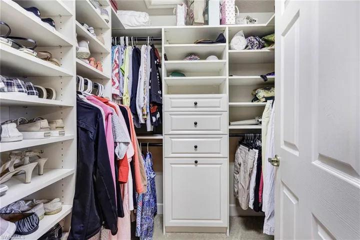 Master has Three closets with custom built-ins