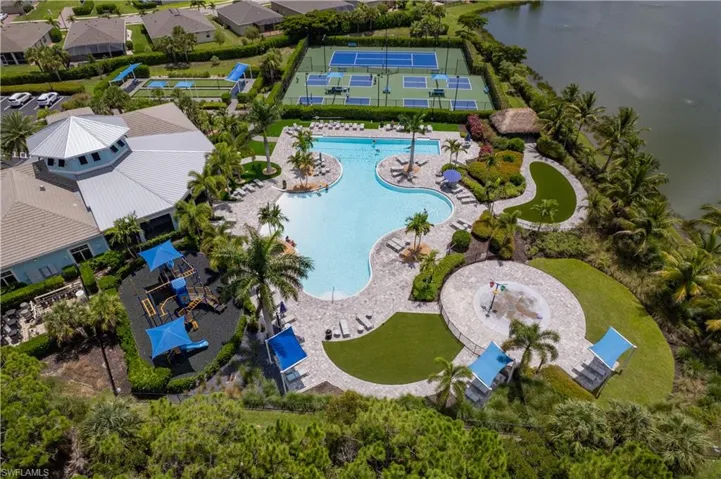 Aerial view of a pool area