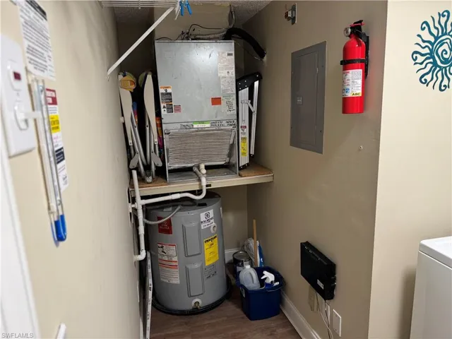 Utilities with electric panel and electric water heater