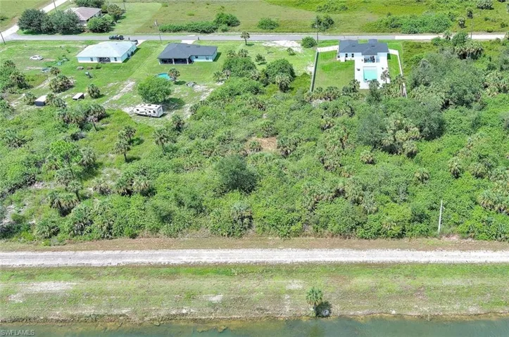 Bird's eye view of a nearby body of water