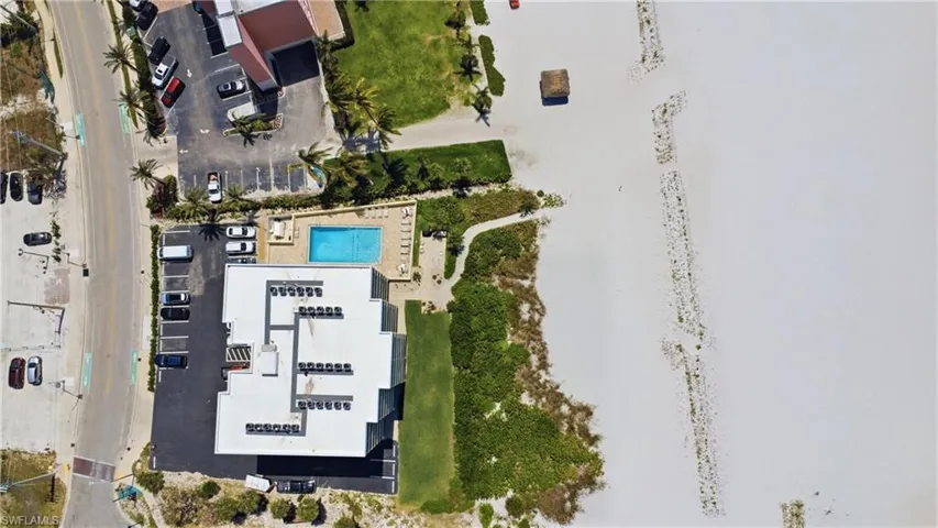 Ariel of the building and beach.