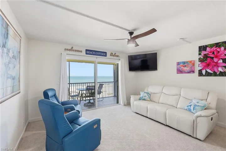 Relax in the Living room.  Watch some TV or open the sliders and listen to the waves.