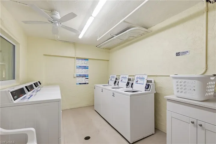 Ample laundry facilities on the ground floor.
