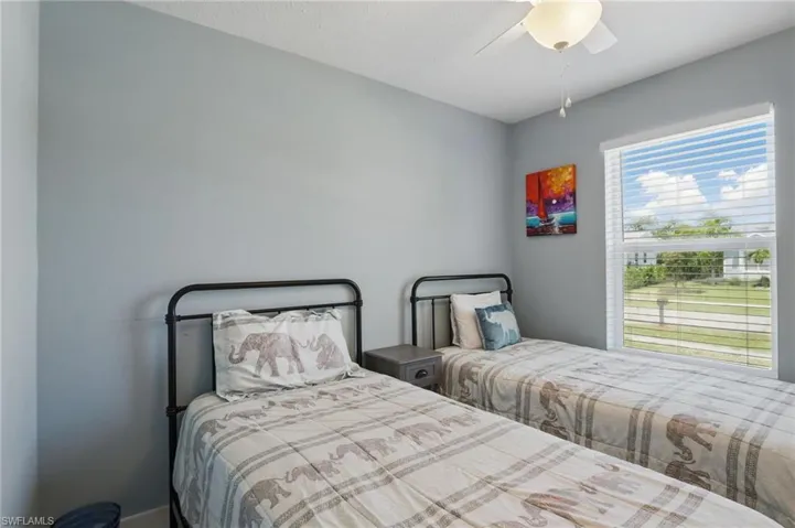 Bedroom with a ceiling fan