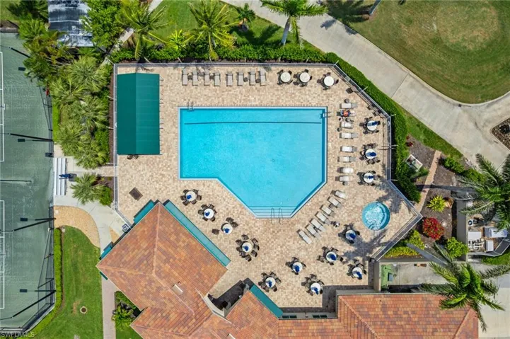 Aerial view of a pool area