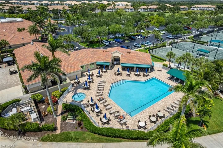 Aerial view of a pool