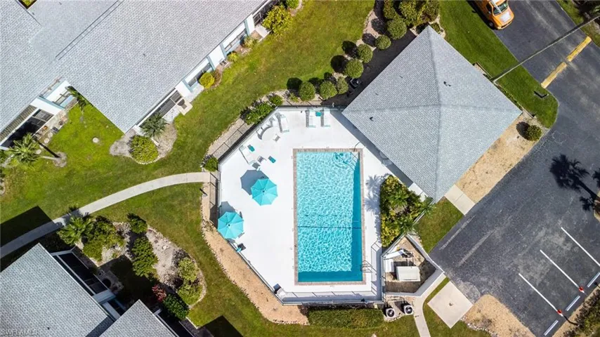 Aerial view of a pool area