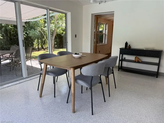 Dining area with refinished terrazzo florring
