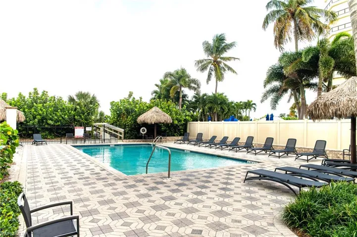 View of swimming pool with a patio