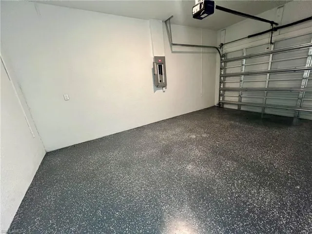 Garage with a seal coated floor.