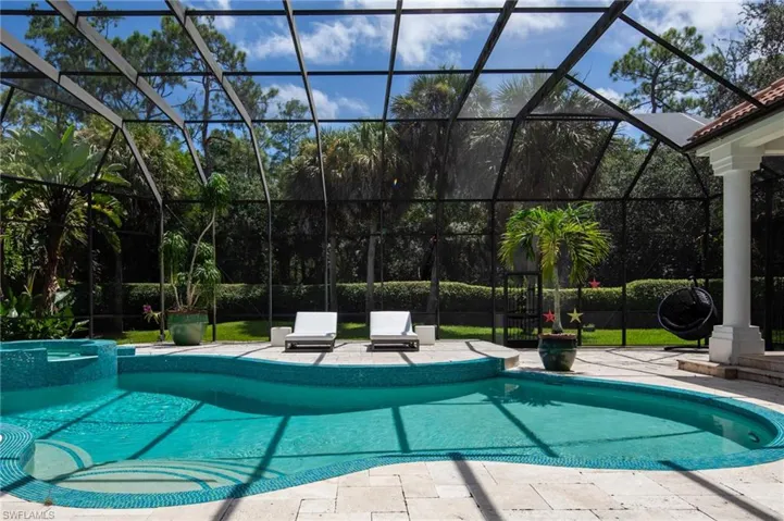 View of pool with a patio area and a lanai