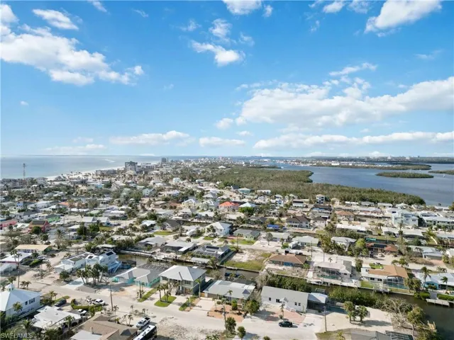 Bird's eye view with a residential view and a water view