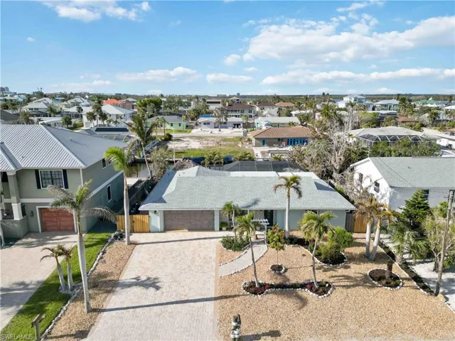 Birds eye view of property with a residential view