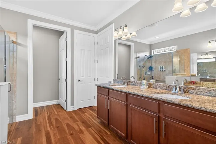 Master En-Suite Bathroom Granite Countertops Double Sinks