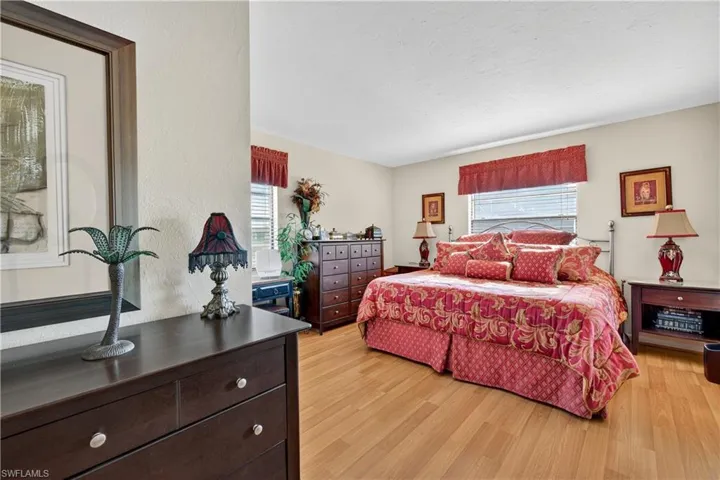 Bedroom with light wood-style flooring