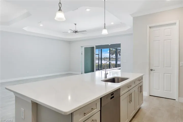 Open concept kitchen to living area