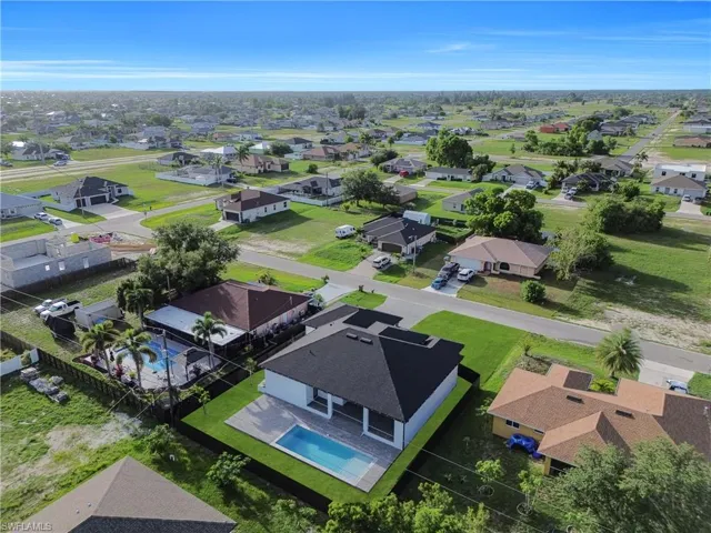 Aerial perspective of suburban area
