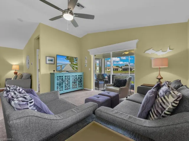 Family/Entertainment room off lanai with lake view