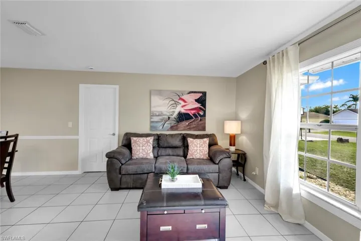 View of tiled living room