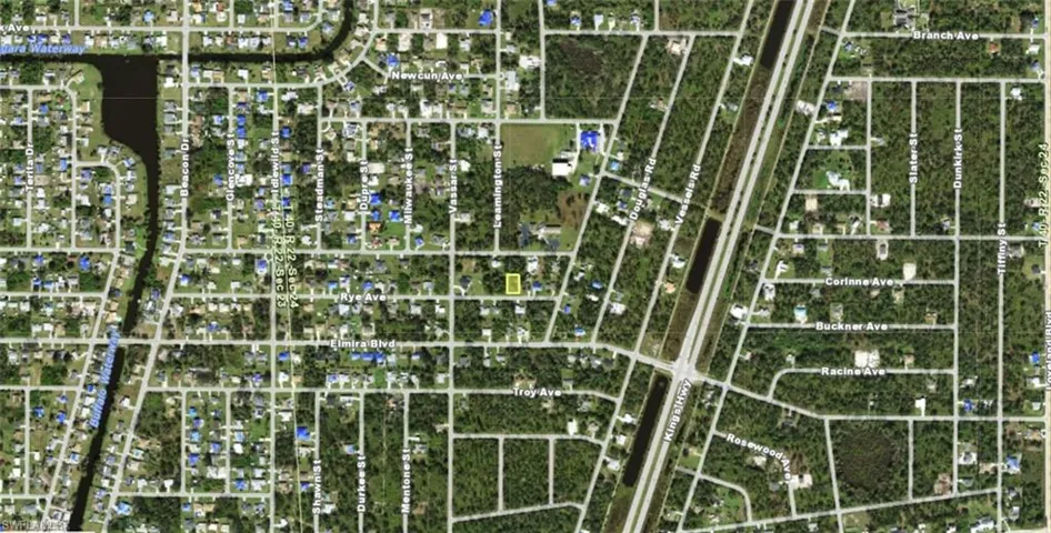 Aerial Map. Indicating the property's location within a developed area