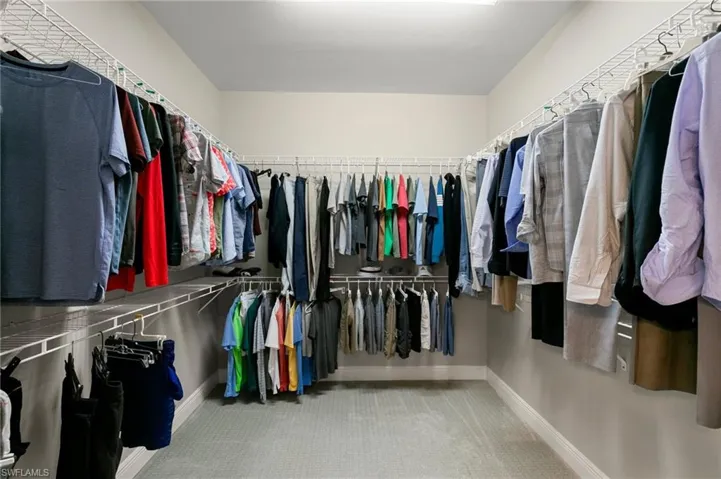 Spacious closet featuring carpet flooring