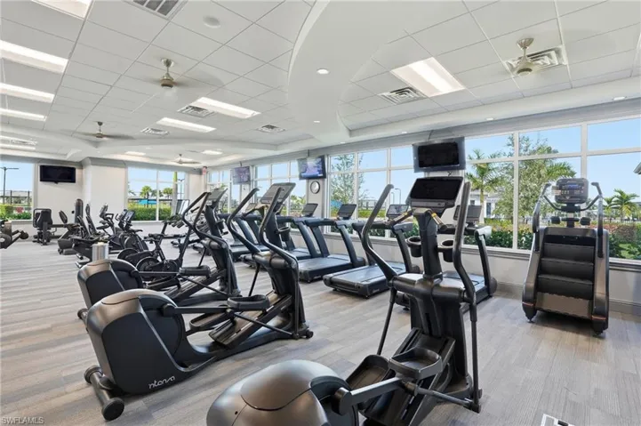 Exercise room with a drop ceiling