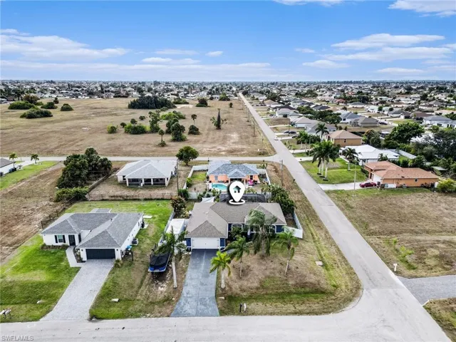 Aerial perspective of suburban area