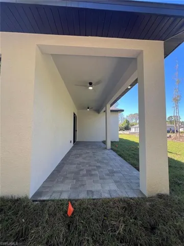 View of patio / terrace featuring a ceiling fan