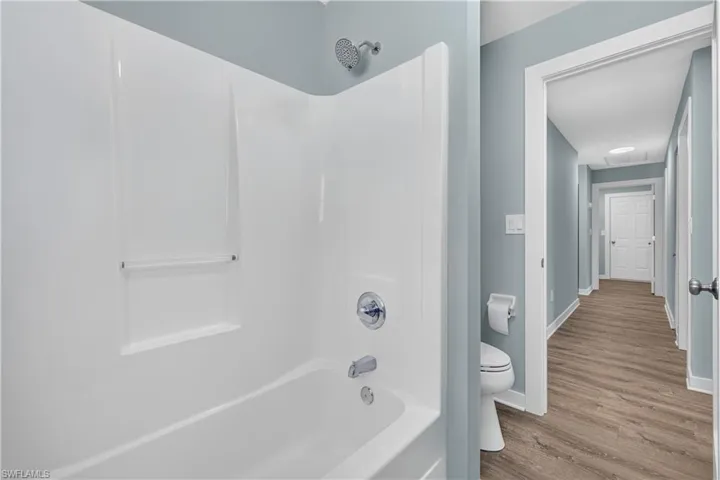 Guest Bathroom with Hallway to 3 Guest Bedrooms