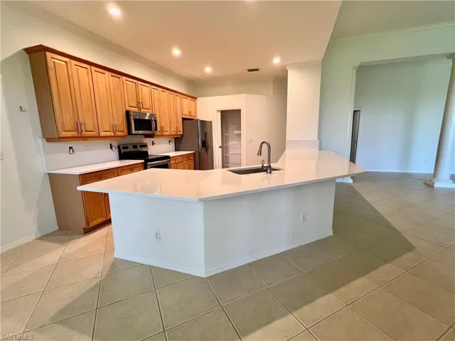 New countertop provides seating area for multiple stools