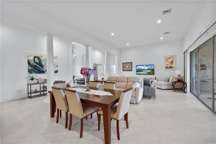 Floor to ceiling columns enhance the high ceilings.