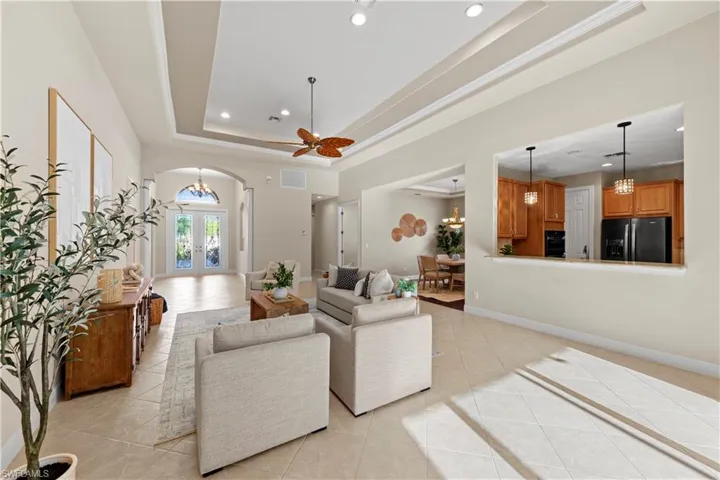 great room with pass through access to kitchen
