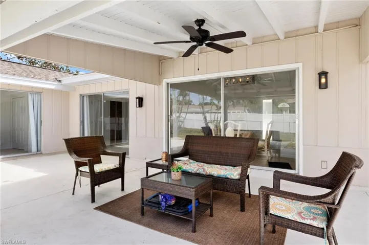View of patio / terrace featuring ceiling fan