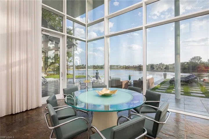 Sunroom with plenty of natural light and a water view