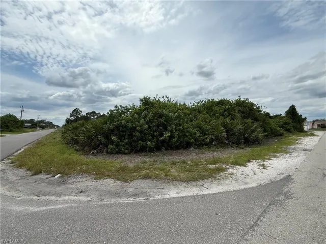 Corner lot with mature natural vegetation, bordered by paved roadways on two sides