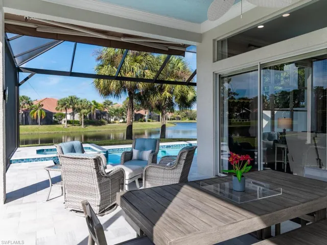 View of covered lanai.  Plenty of space for seating and entertaining