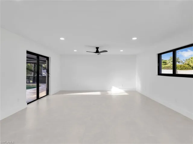 Spare room with recessed lighting and ceiling fan