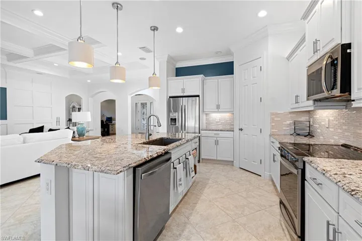 WHIRLPOOL RANGE(2024) 3 TIER DISHWASHER & MICROWAVE(2023) MOEN TOUCHLESS FAUCET, BIANCO COMPOSITE KITCHEN SINK PLUS UNDER MOUNT LIGHTING & ABOVE LED LIGHTING ALSO!